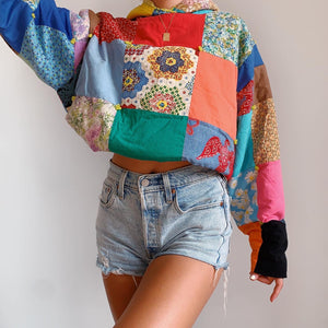 patchwork quilt hoodie