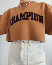 Load image into Gallery viewer, brown champion reverse weave cropped crewneck
