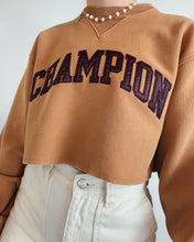 Load image into Gallery viewer, brown champion reverse weave cropped crewneck
