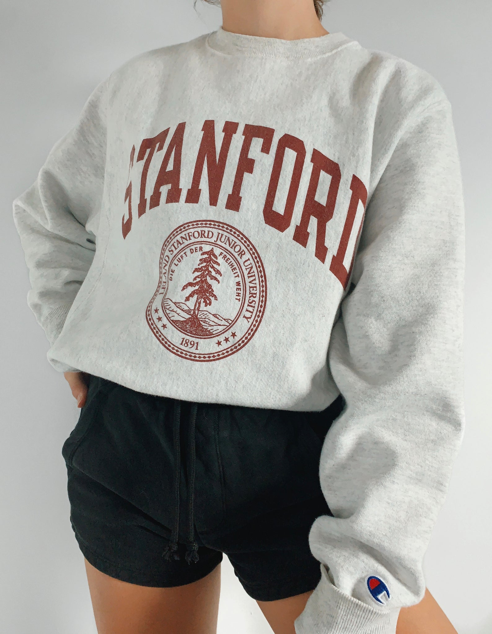 Stanford University Reverse Weave Hooded Sweatshirt | Champion Products | Silver Grey | 2XLarge